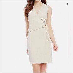 Antonio Melani Phoebe Dress Linen Blend Lace Up Tan Sheath Dress Womens Size 10